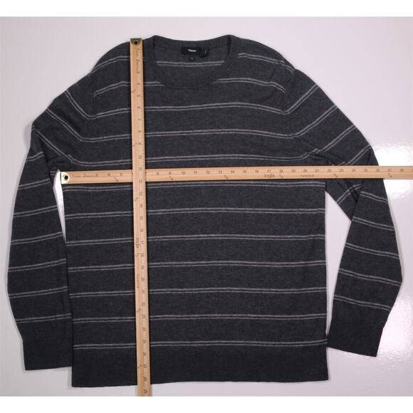 Theory Riland Model Men's Gray Knit Striped Merino Wool Crewneck Sweater XL - Picture 3 of 6